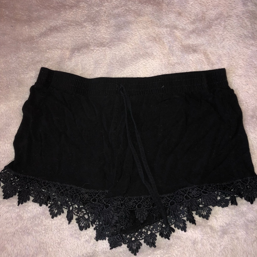 Black Shorts with lace trim